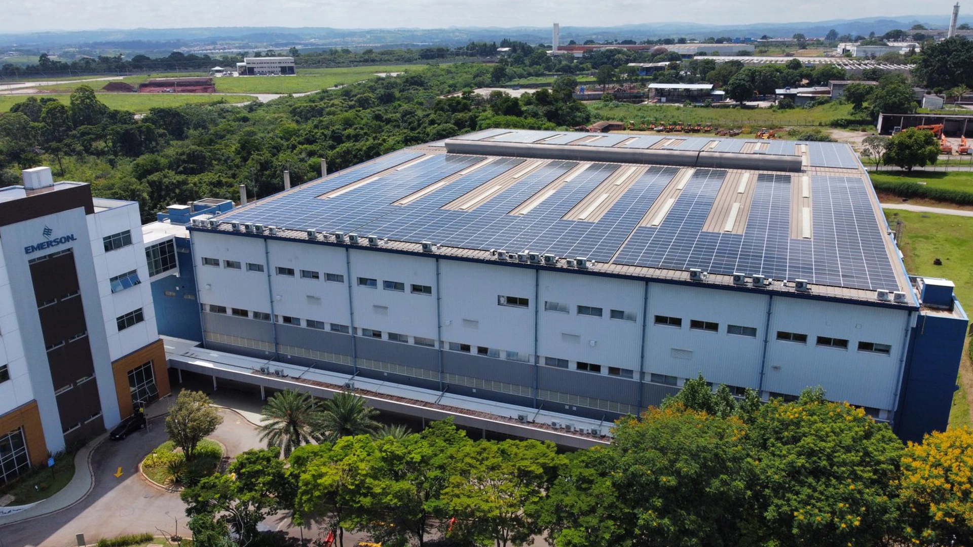 Sorocaba facility in Brazil showing solar panels on roof