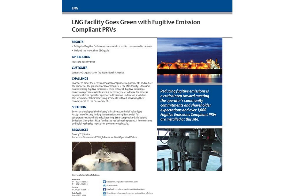 经过验证的成果：LNG 设施采用符合逸散性排放标准的 PRV 实现绿色运营