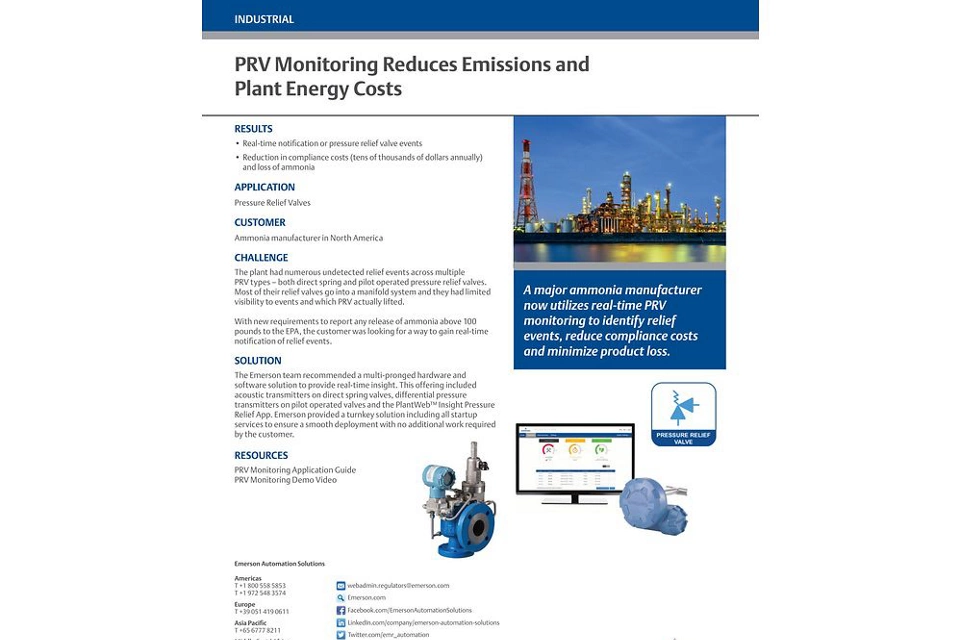经过验证的成果：安全阀监控可减少排放并节省工厂能源成本