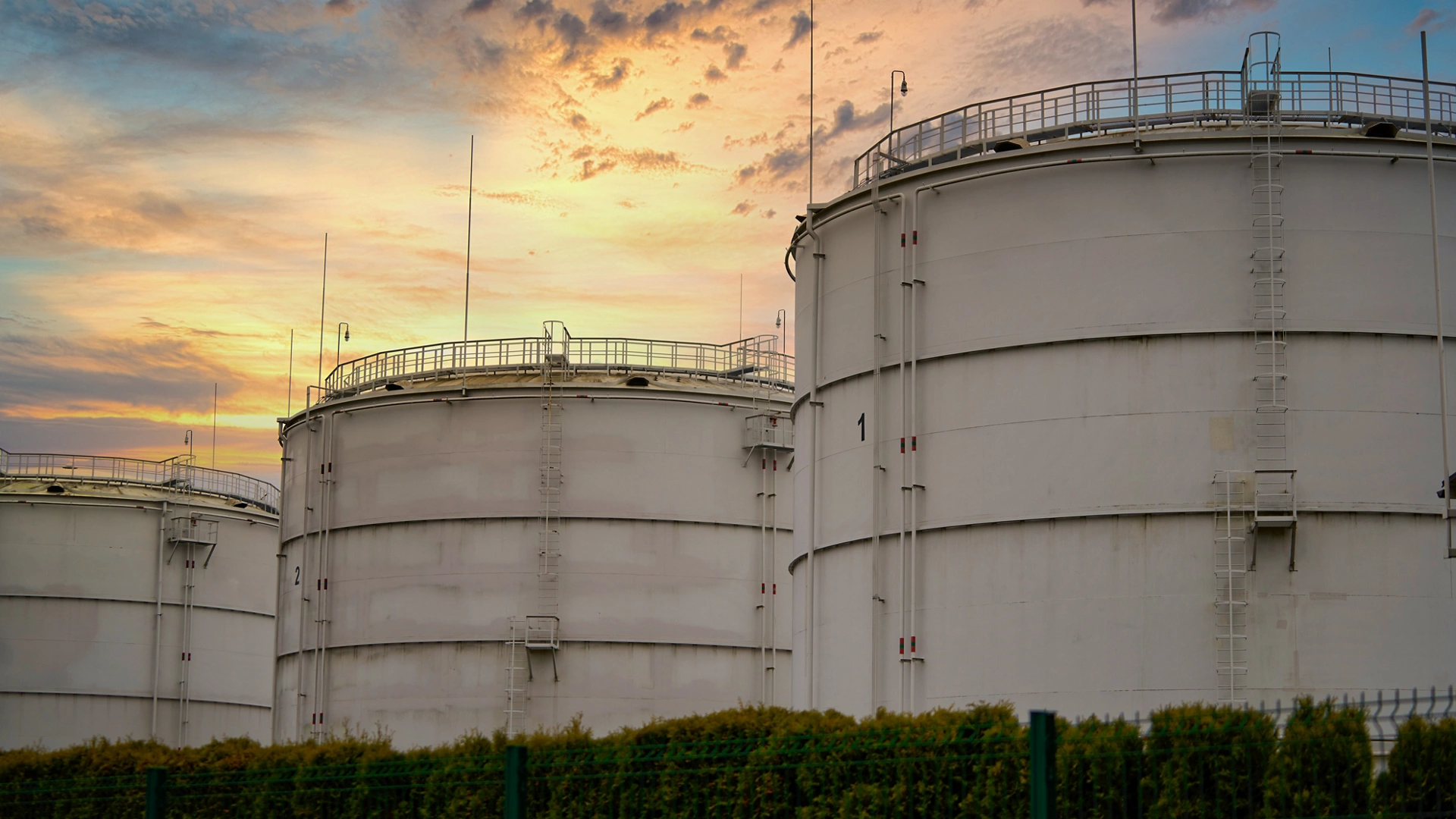 Big industrial oil tanks in a refinery base. industrial plant