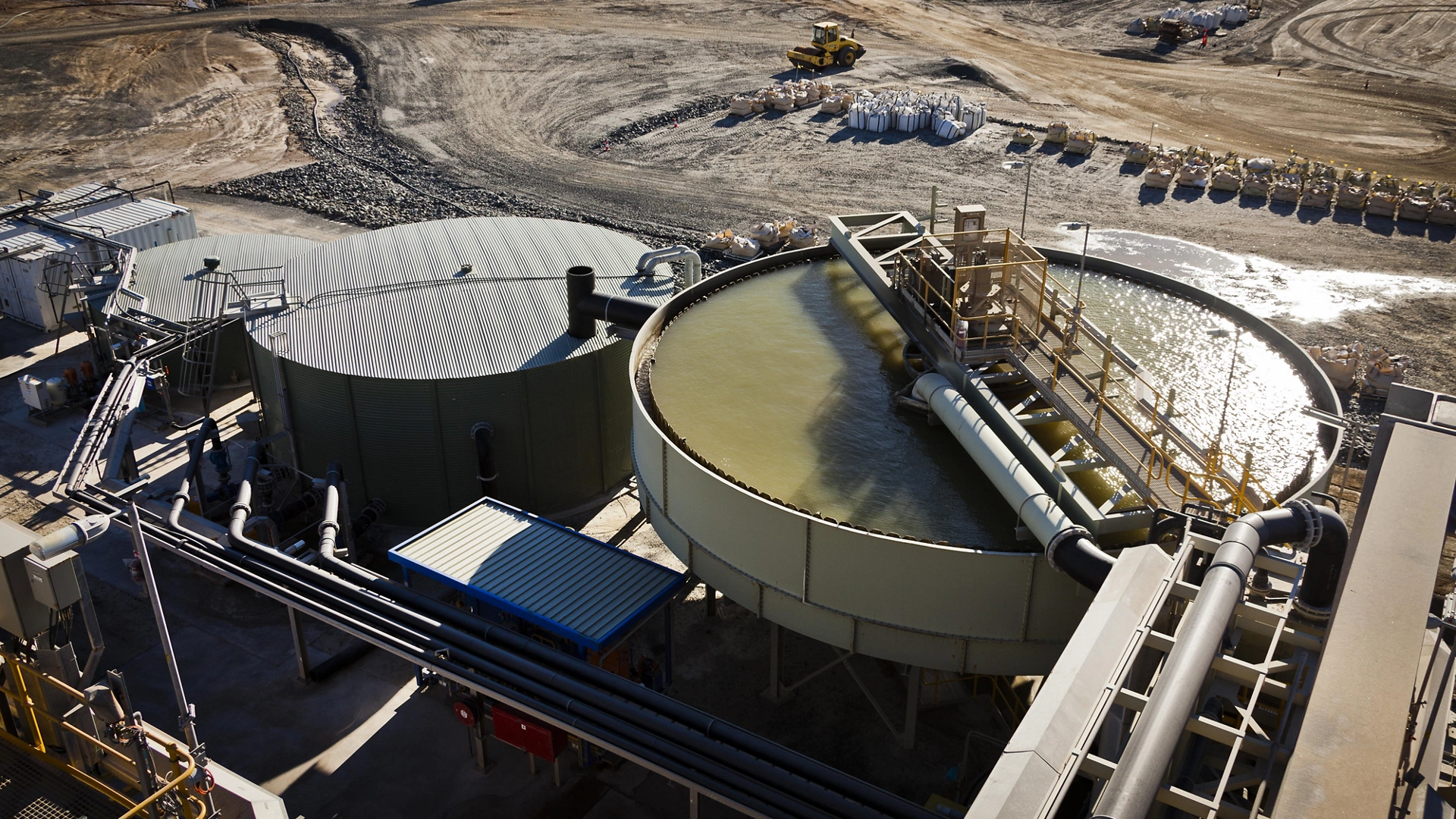 Processing Plant at Lithium Mine in Western Australia. Mechanical processing used to refine lithium spodumene concentrate.