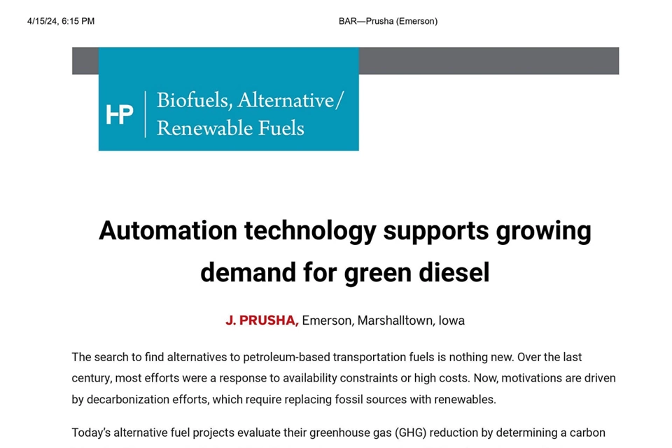 自动化技术可为日益增长的生物柴油需求提供支持