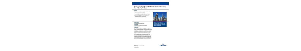 CASE STUDY: Maintenance Costs Reduced in Boiler Feedwater Valves Using Fisher Cavitrol III Trim