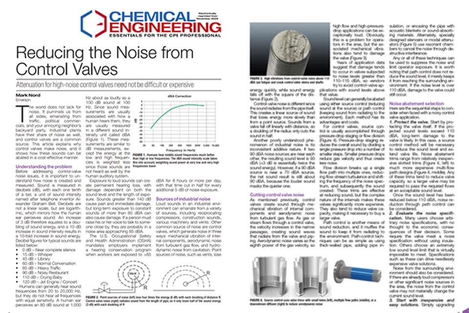 降低调节阀的噪音