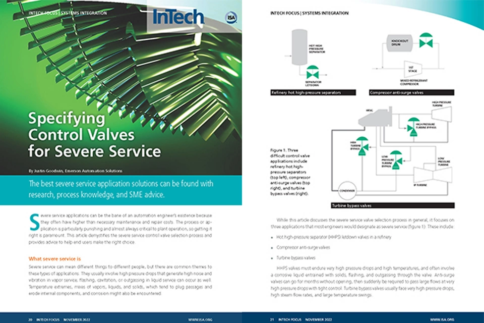 为严苛工况选择合适的调节阀