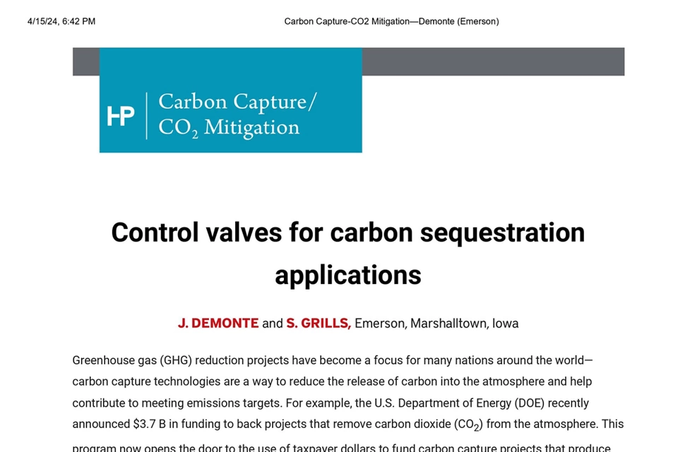 用于碳封存应用的调节阀