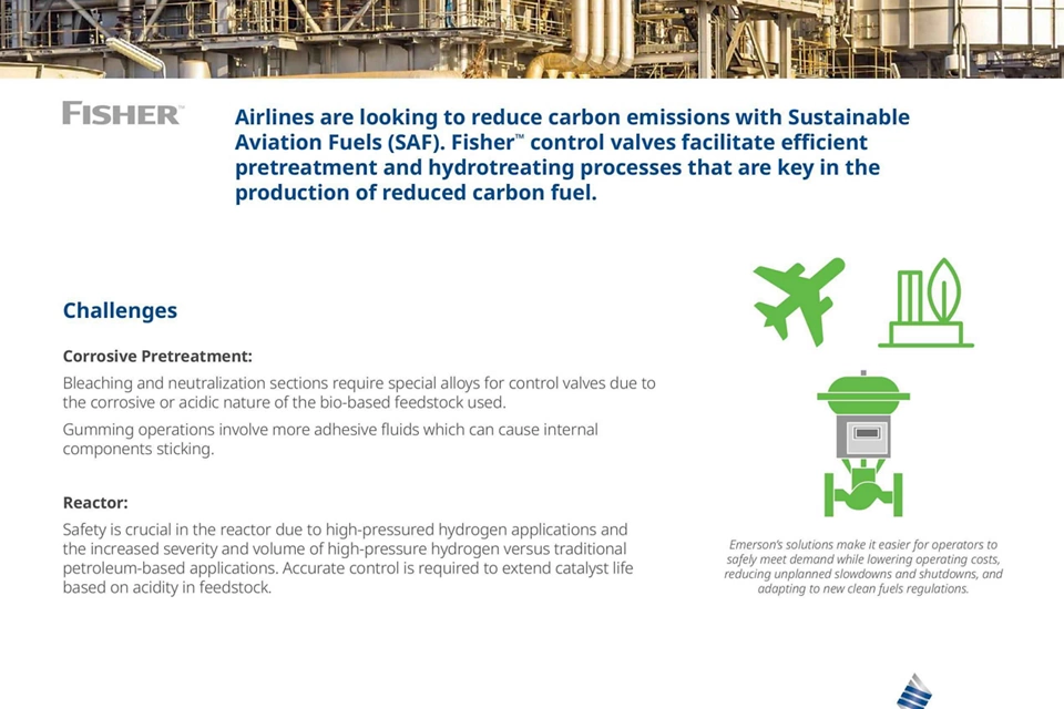 用于可持续航空燃料应用的调节阀