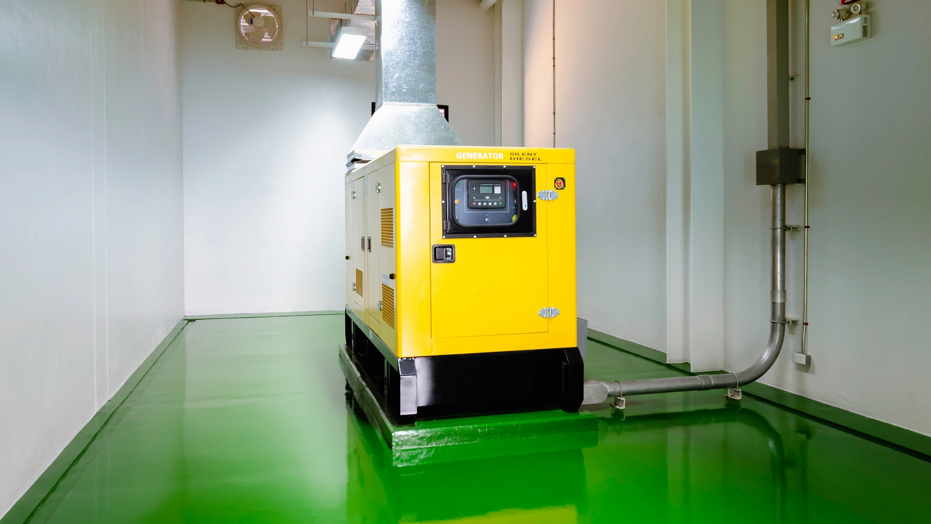Generator room with  generators in factory standby for power backup, Diesel generator