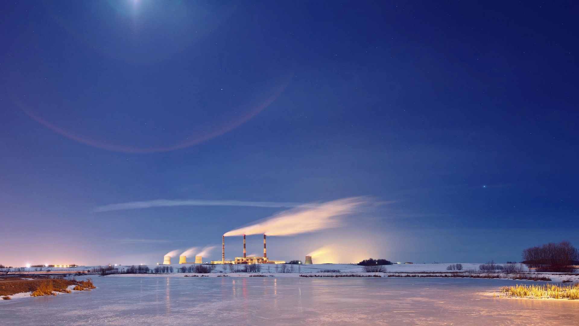 Power plant in the night. Belarus