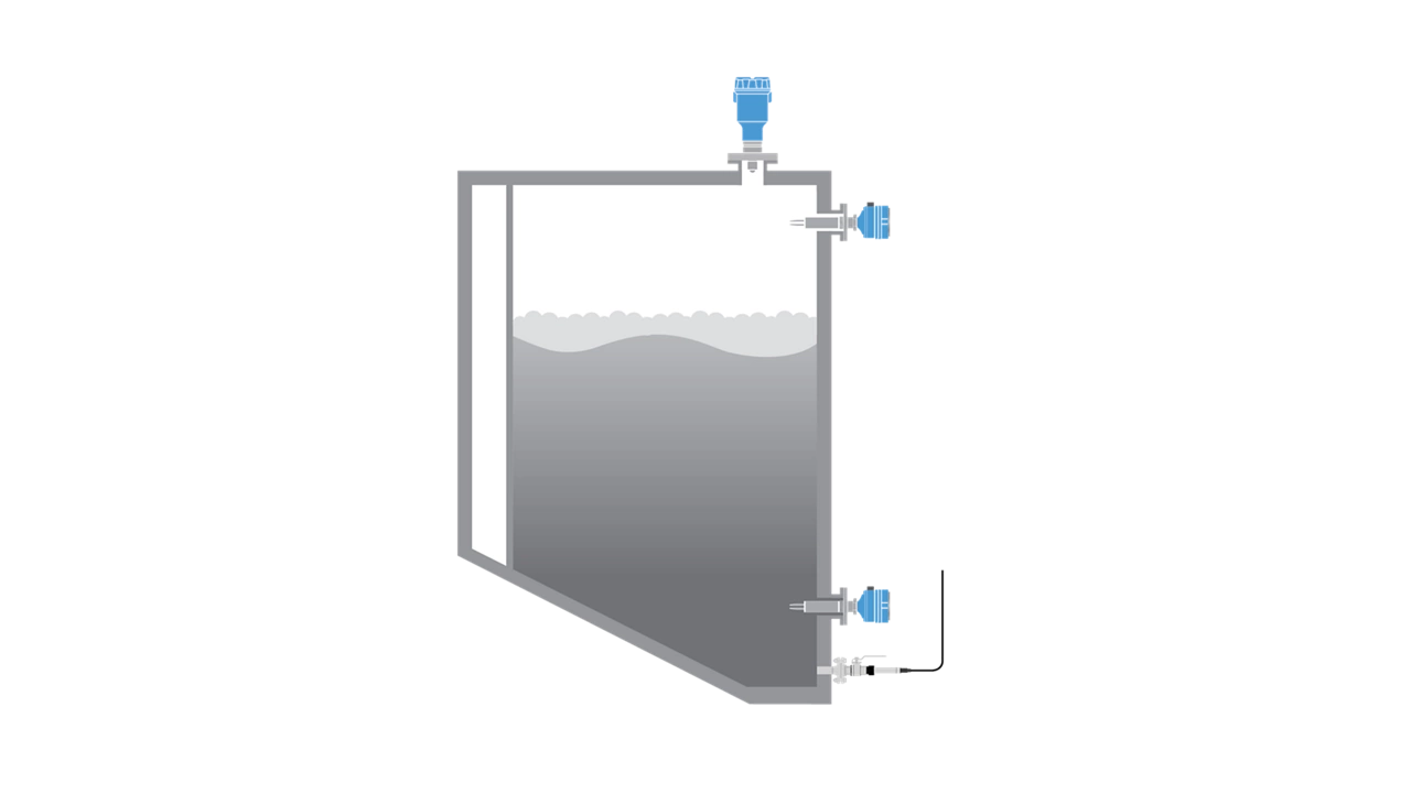 Level measurement in grey water tanks for marine vessels