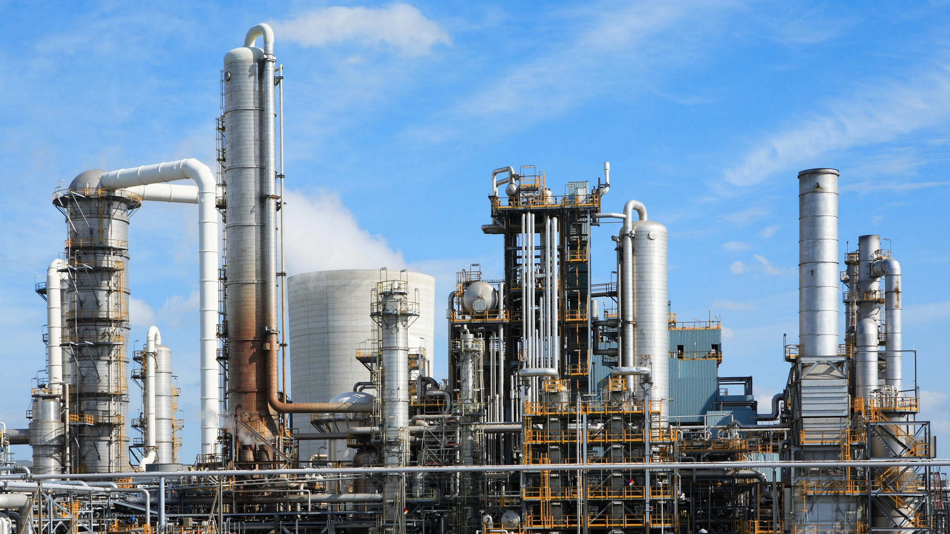chemical plant against blue sky