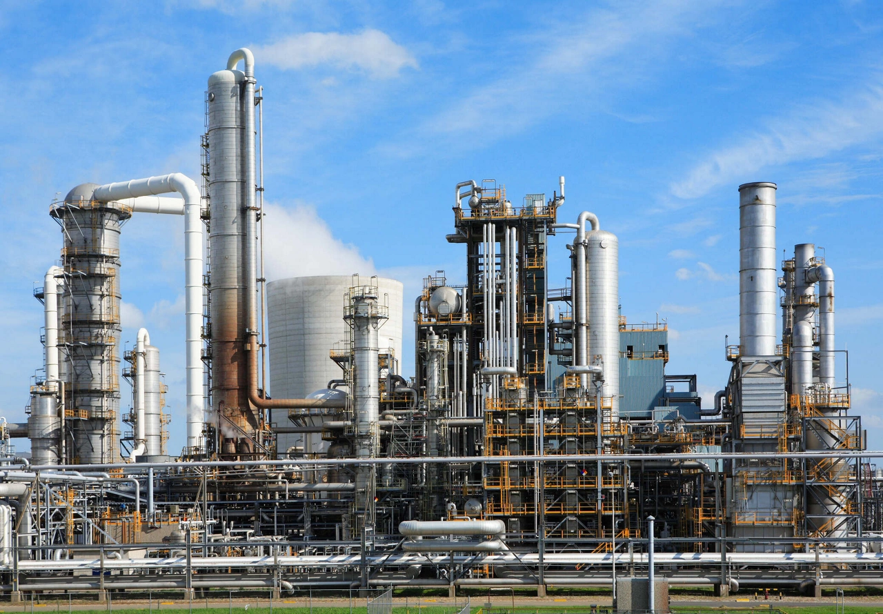 chemical plant against blue sky