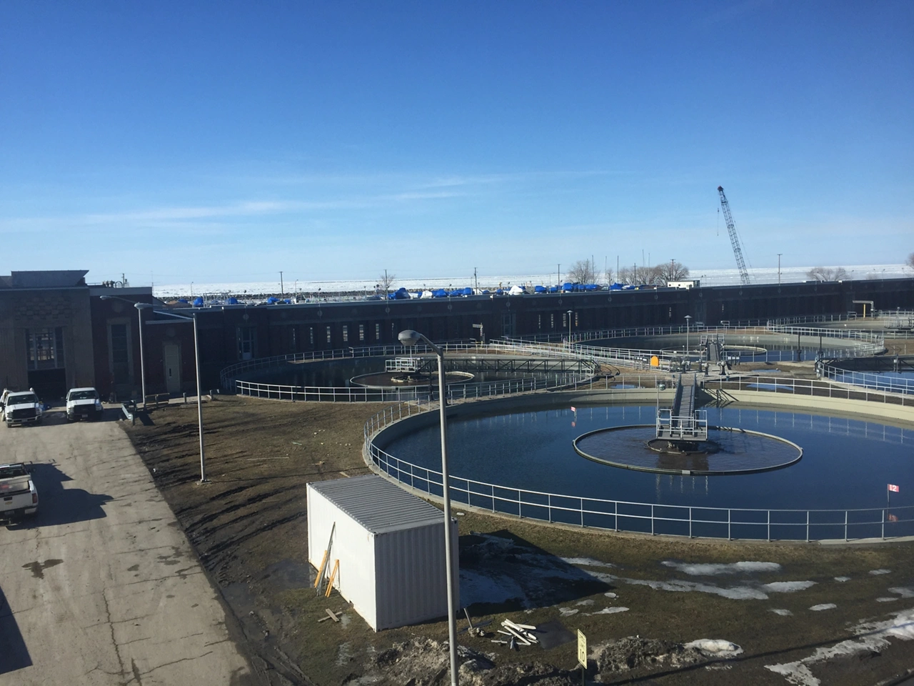 Treatment tanks at a water plant