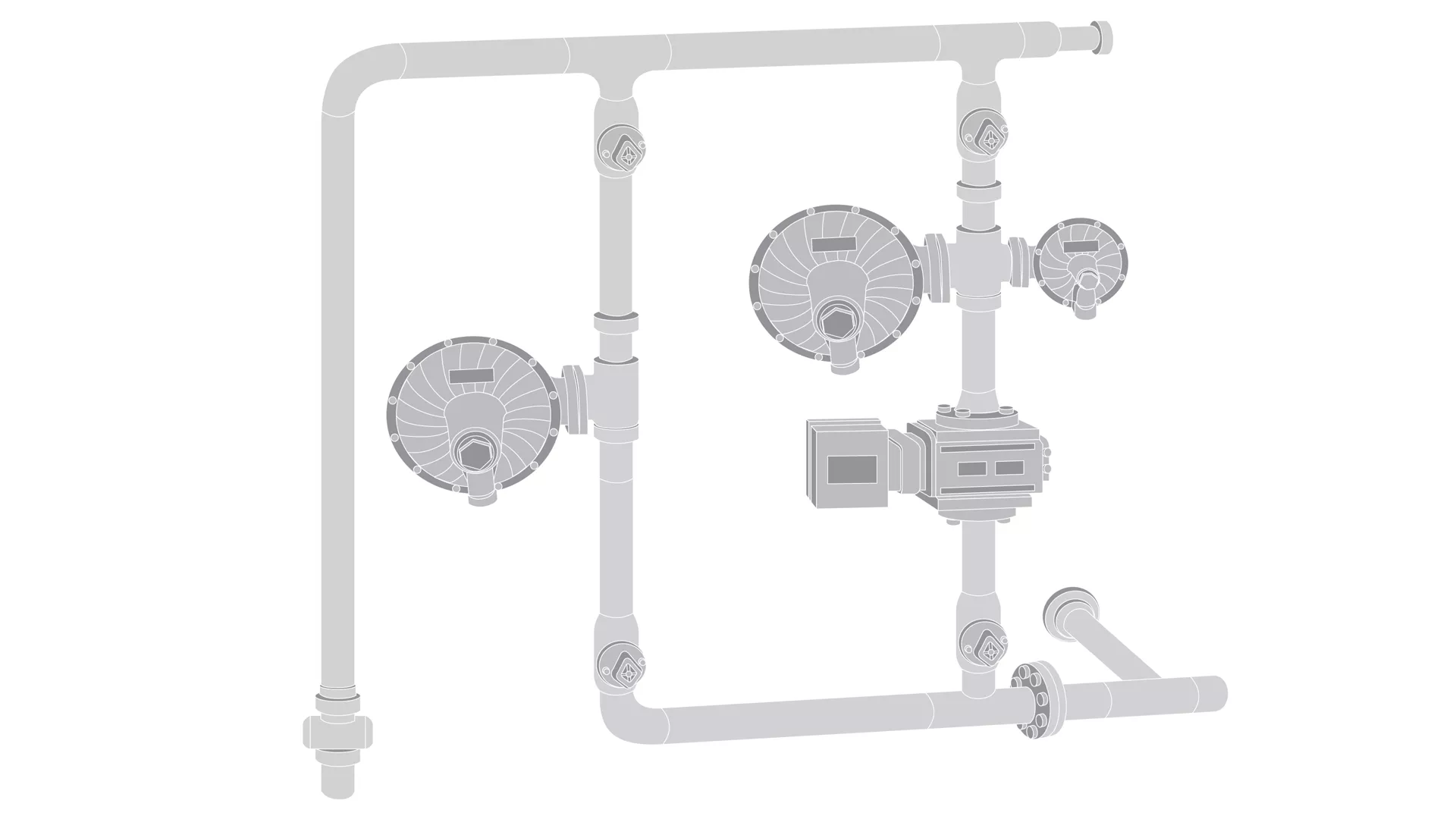Commercial Service Regulator Meter Set with Natural Gas Regulator Valves with Integral Monitor Setup