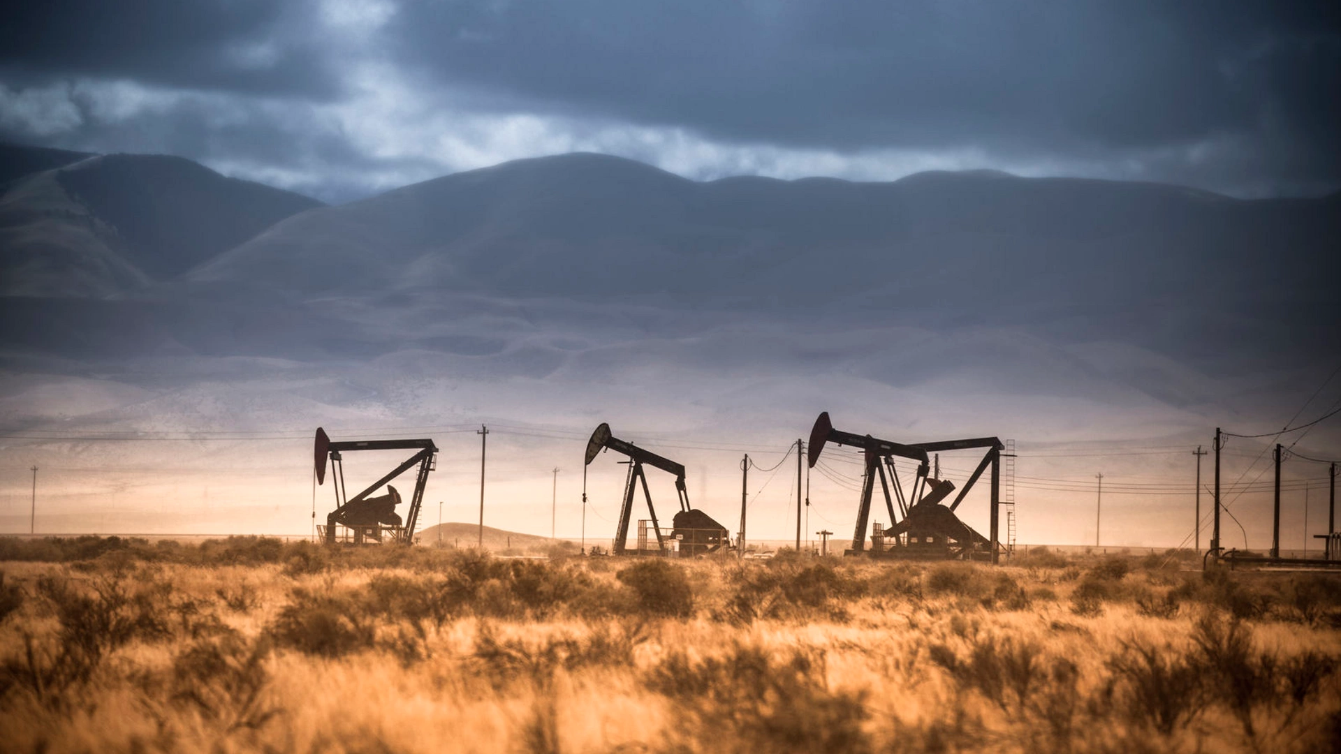 Pumpjack lifts from a well in California-medium