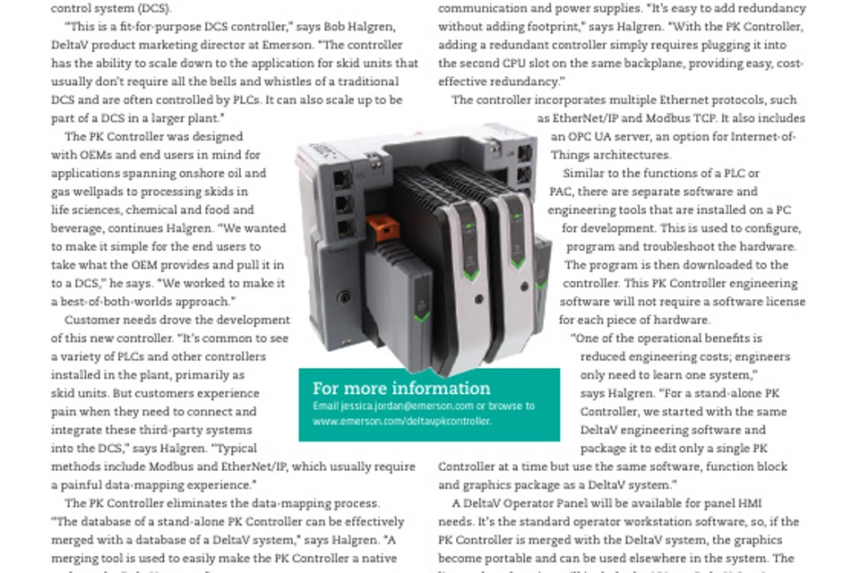 用于工艺橇的简化版 DCS