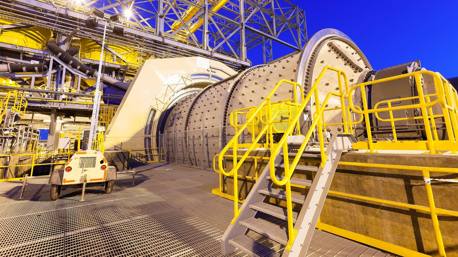Ball mill at a Copper Mine in Chile at dawn.