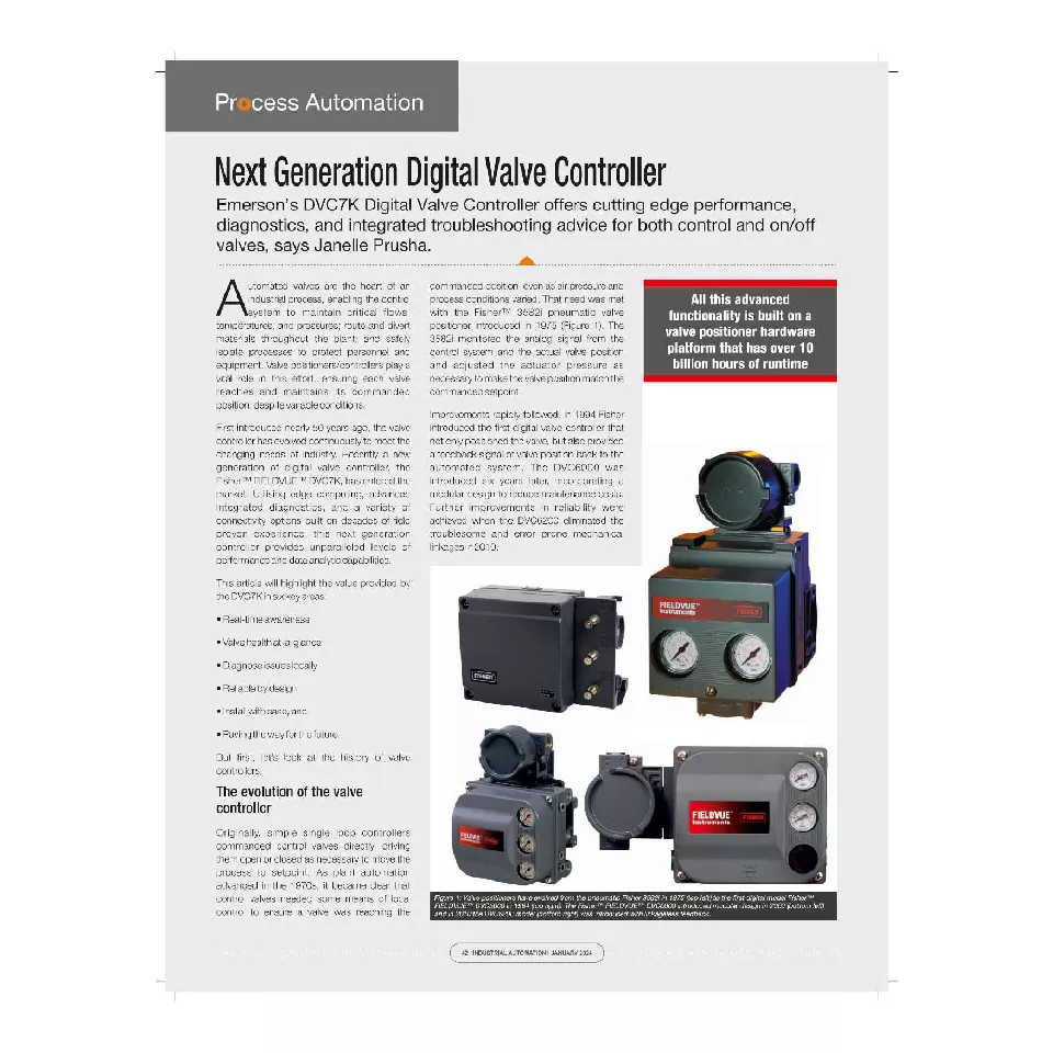 文章：新一代智能阀门控制器（亚洲工业自动化）